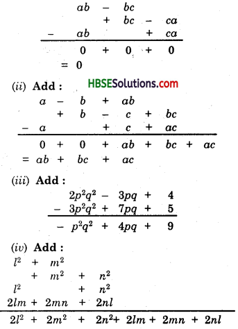 HBSE 8th Class Maths Solutions Chapter 9 Algebraic Expressions and Identities Ex 9.1 1