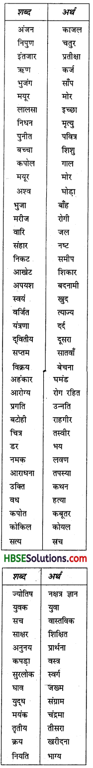 HBSE 6th Class Hindi Vyakaran शब्द-ज्ञान (भंडार)-13