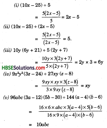 HBSE 8th Class Maths Solutions Chapter 14 Factorization Ex 14.3 5